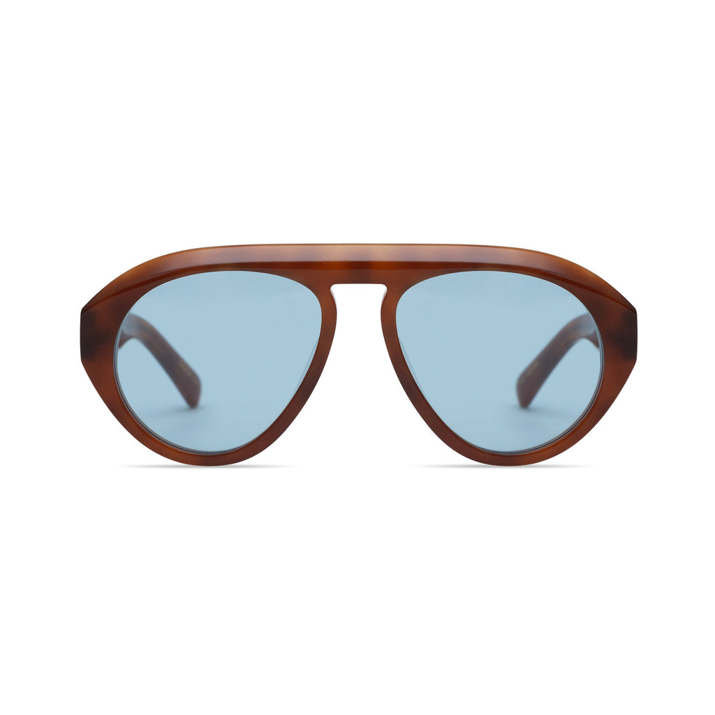 Val in Light Brown Tortoise Blue Lens